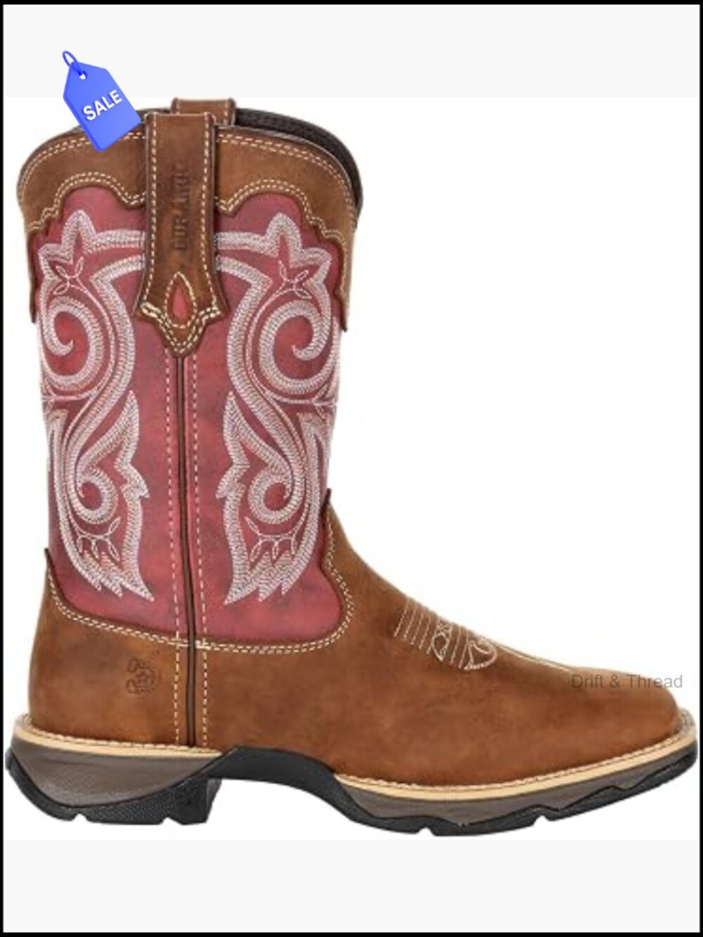 Women's Mid-Calf Cowgirl Western Boots Square Toe Embroidered Leather